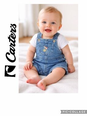 Vintage 80’s Carter's Denim Shortall Overalls Hey Diddle Diddle Cow Moon Iconic